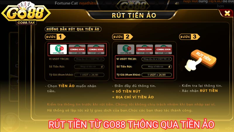 Lưu ý trong giao dịch rút tiền Go88